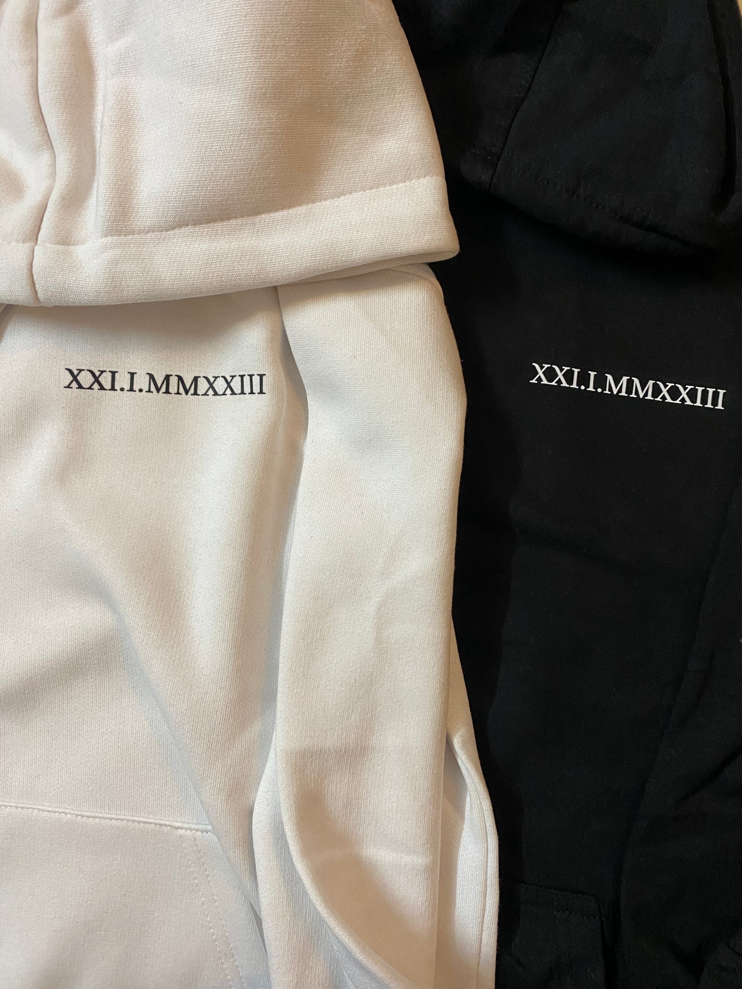 Pack of 2 : Custom Roman Date Printed Couple Hoodies