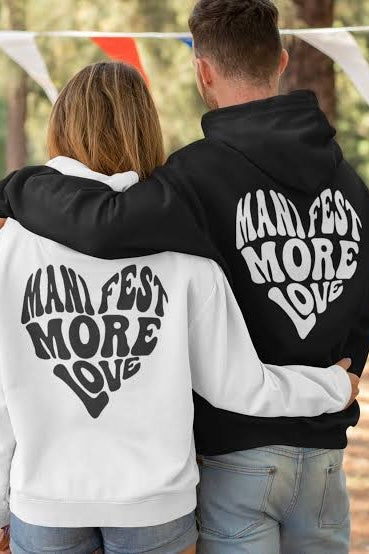 Pack of 2: Manifest More Love Couple Hoodies (Back Side Printed Only)