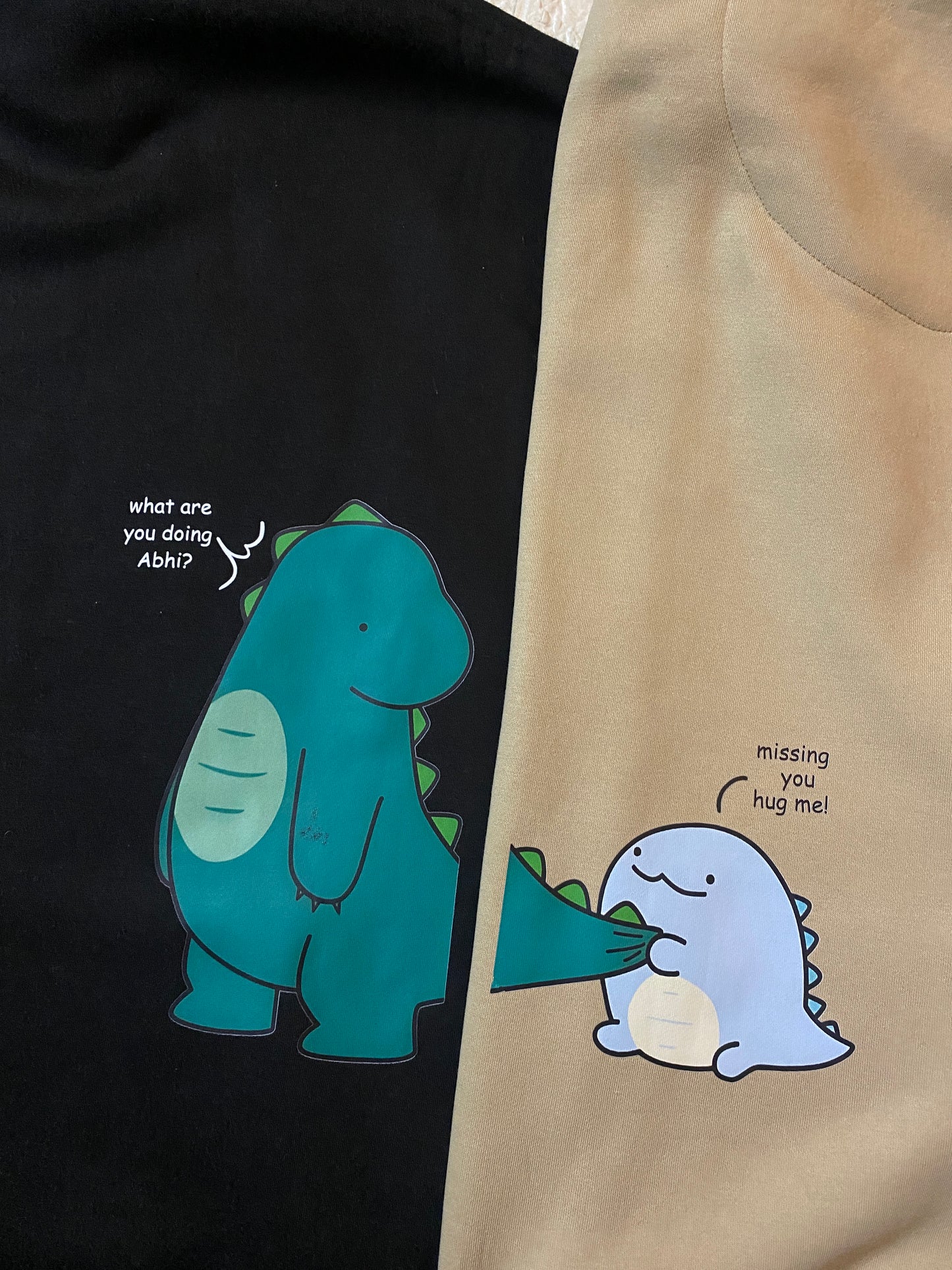 Pack of 2: Dinosaurs Matching Hoodies with custom text (back side printed only)