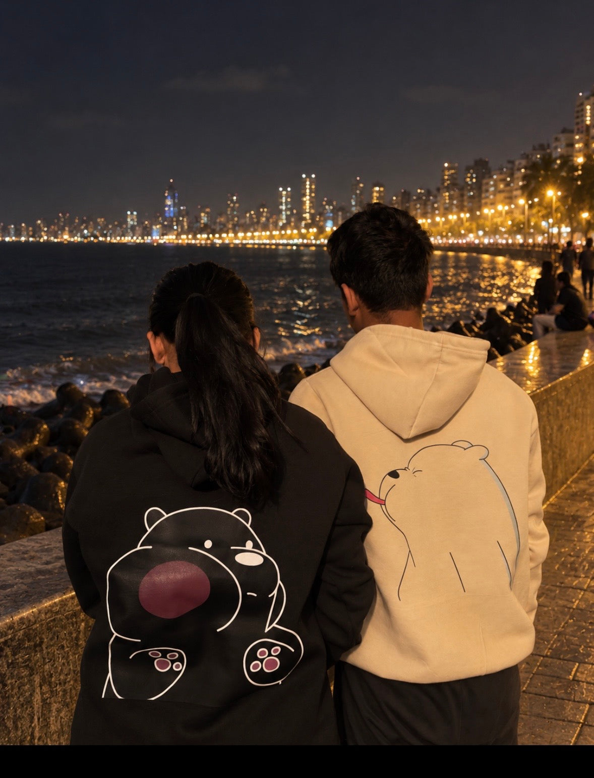 Pack of 2: Teasing Bears (We Three Bare Bears) Matching Hoodies (Back Side Printed)