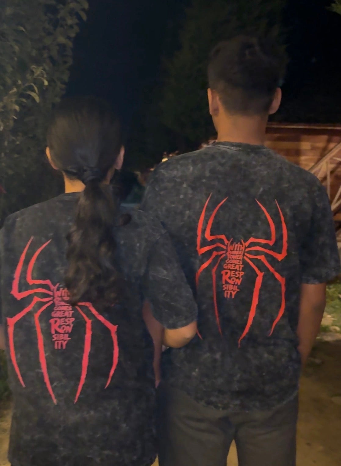 Pack of 2: Spider-Man Acid Wash Matching Oversized T-shirts (Both Side Printed)