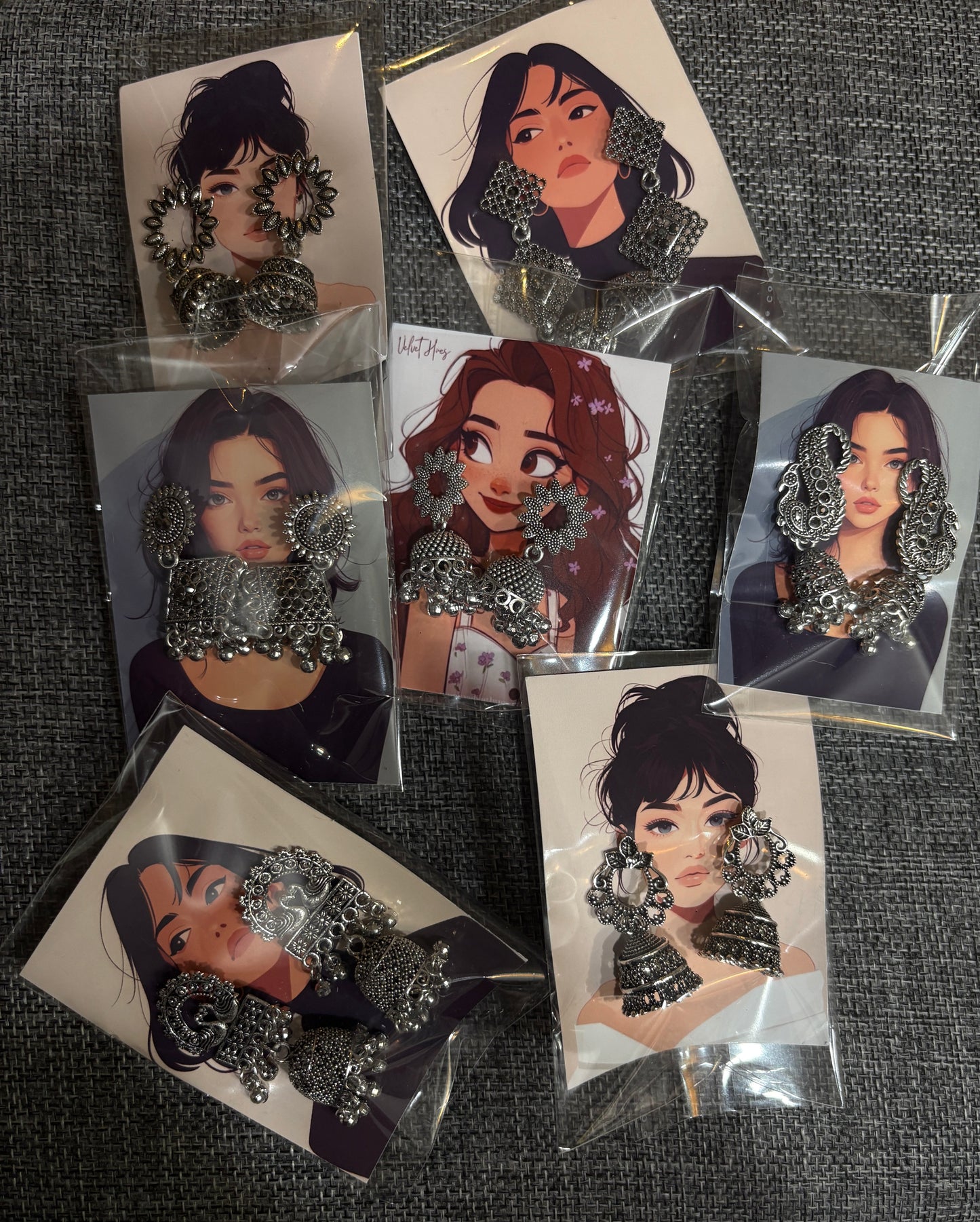 7 Oxidised Jhumkas Combo (Seven Oxidised Earrings Set)