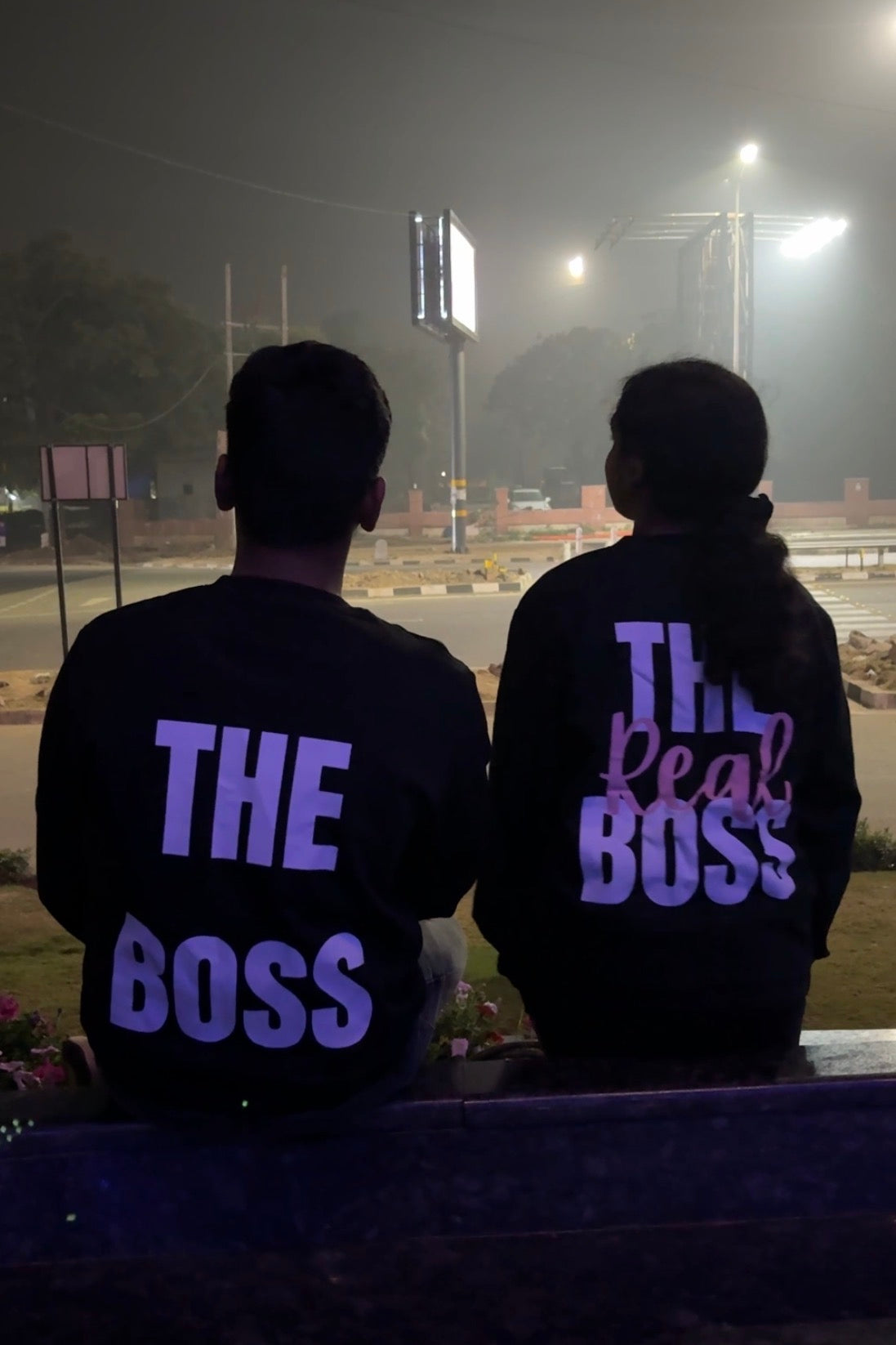 Pack of 2: The Boss and The Real Boss Printed Matching Sweatshirts (back side printed)