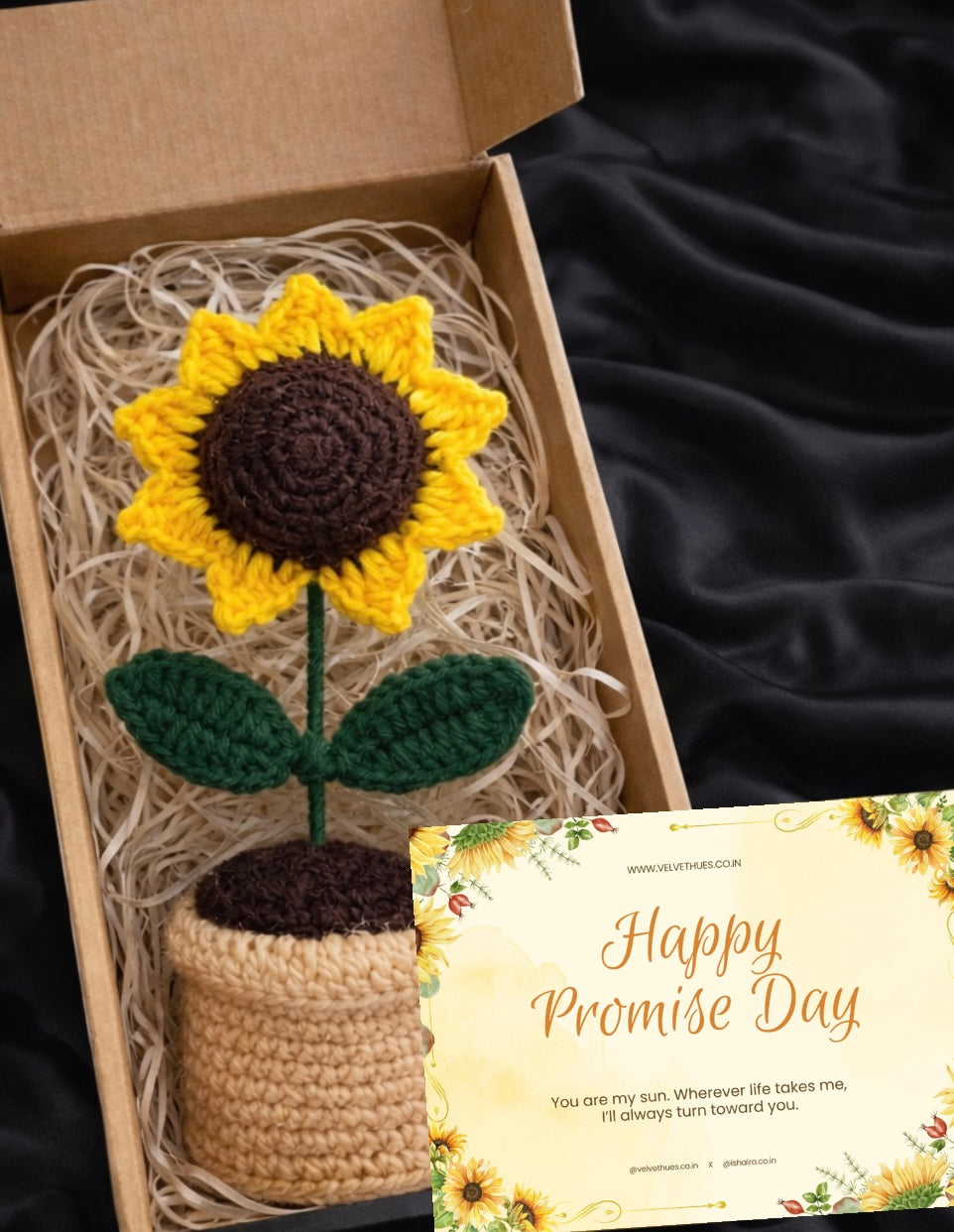 Sunflower Crochet Flower Pot (Promise Day Special) with card