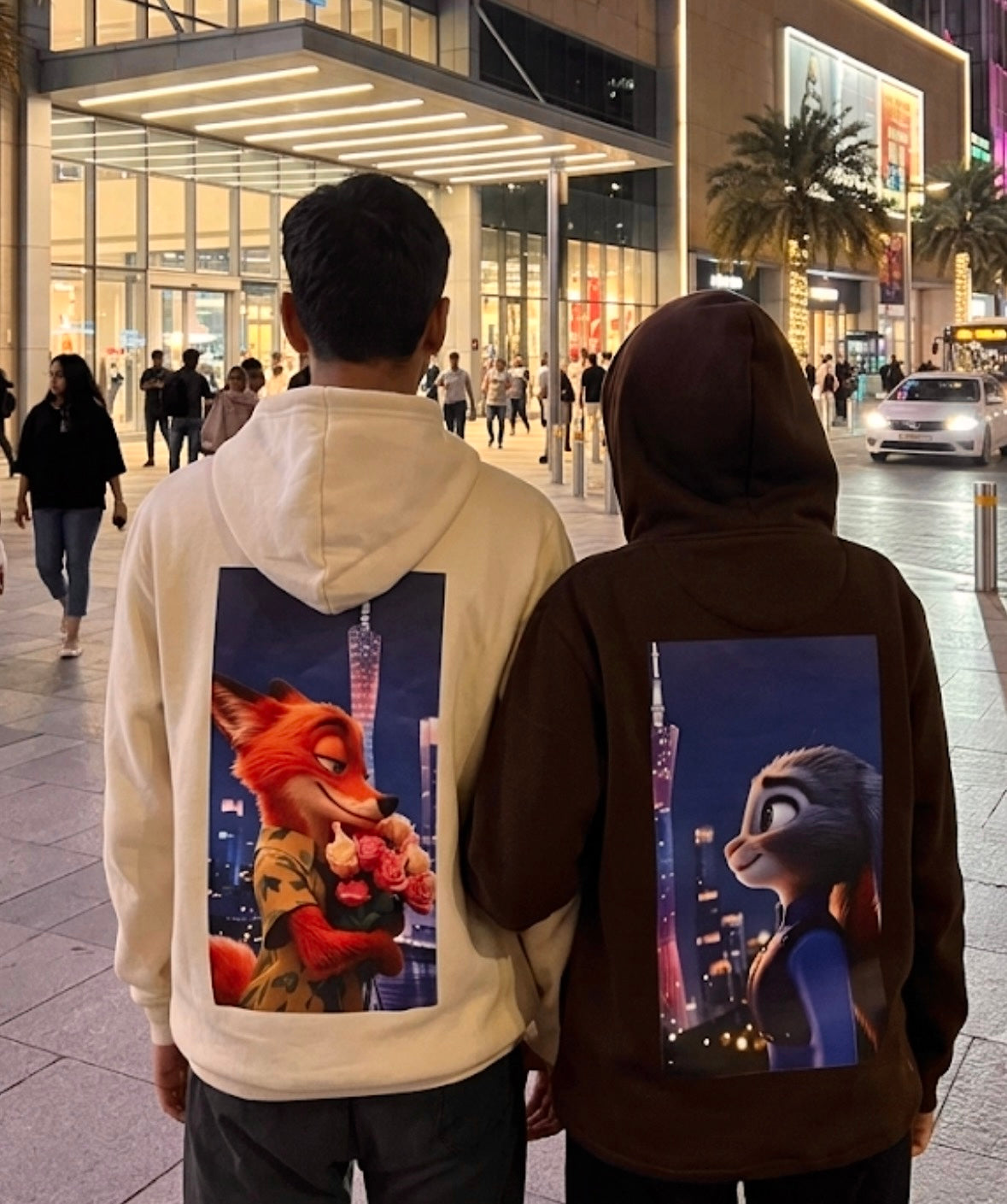 Pack of 2: Zootopia Nick Wilde and Judy Hopps Matching Hoodies (Back Side Printed)