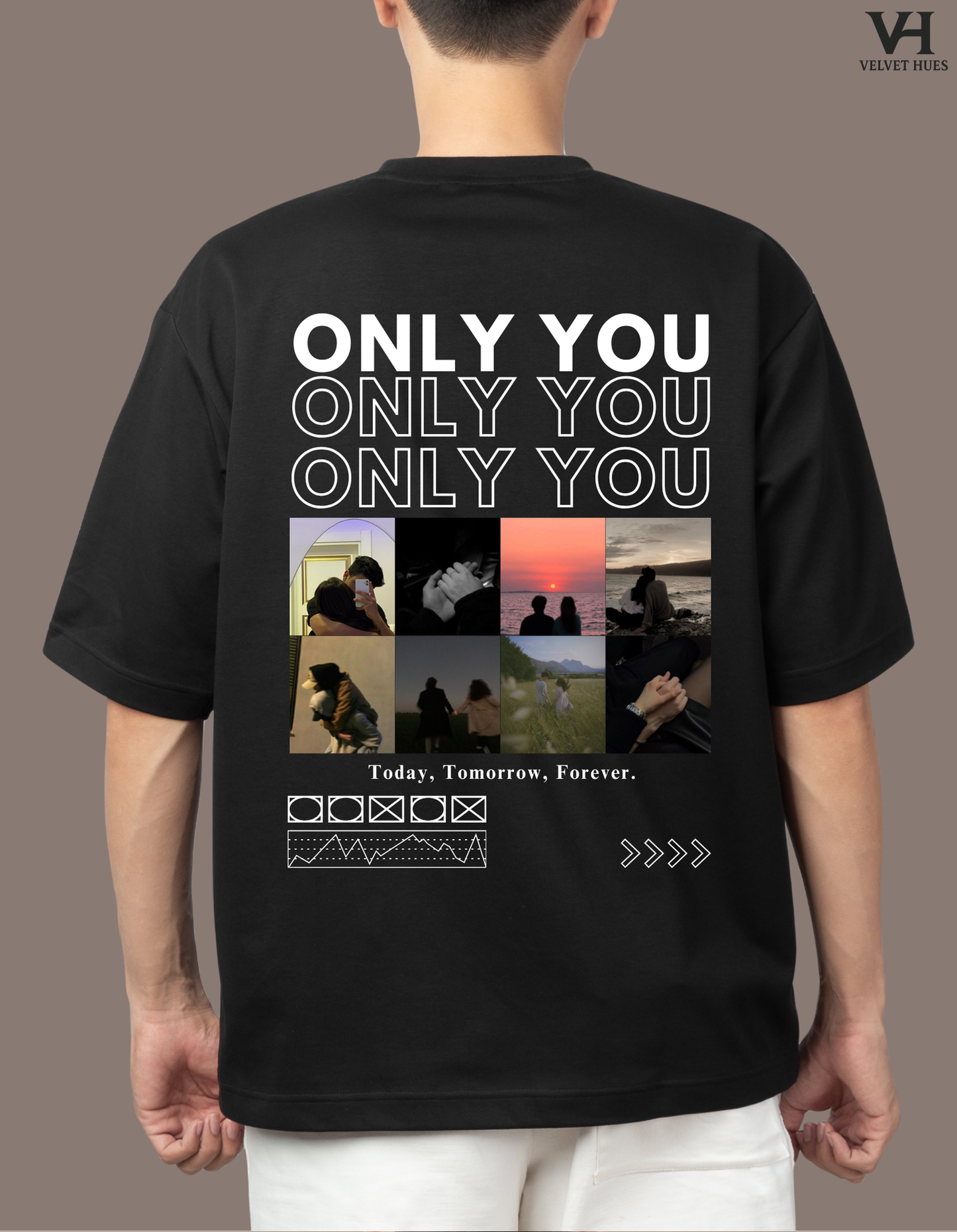Custom ONLY YOU Unisex Oversized T-shirt (Back Side Printed) Girlfriend/ Boyfriend Customised T-shirt