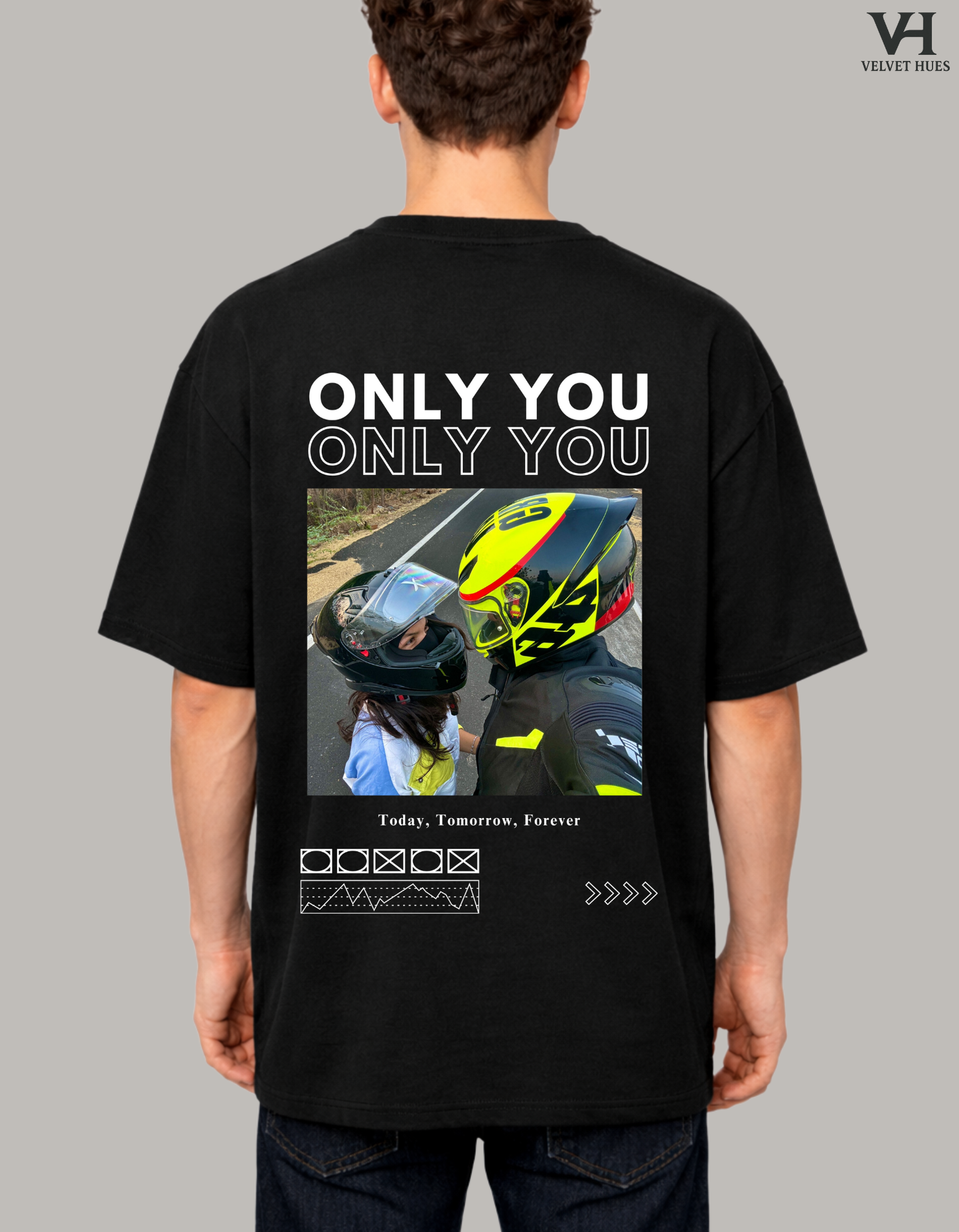 Custom ONLY YOU Photo Unisex Oversized T-shirt (Back Side Printed) Girlfriend/ Boyfriend Customised T-shirt