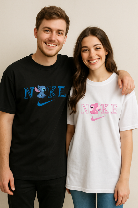 Pack of 2: Angel and Stitch NIKE Matching Oversized T-shirts (Front Side Printed)