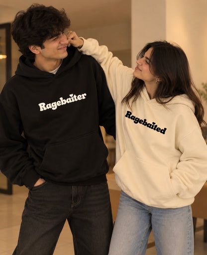 Pack of 2: Ragebaiter and Ragebaited Matching Hoodies (Front Side Printed)