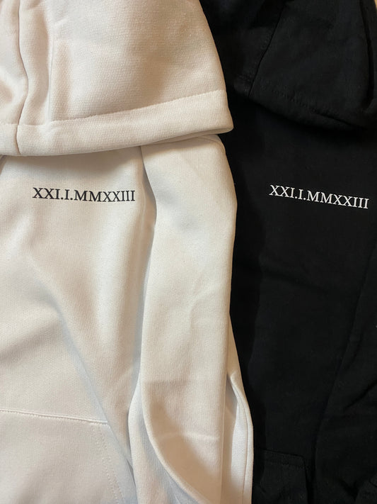 Pack of 2 : Custom Roman Date Printed Couple Hoodies