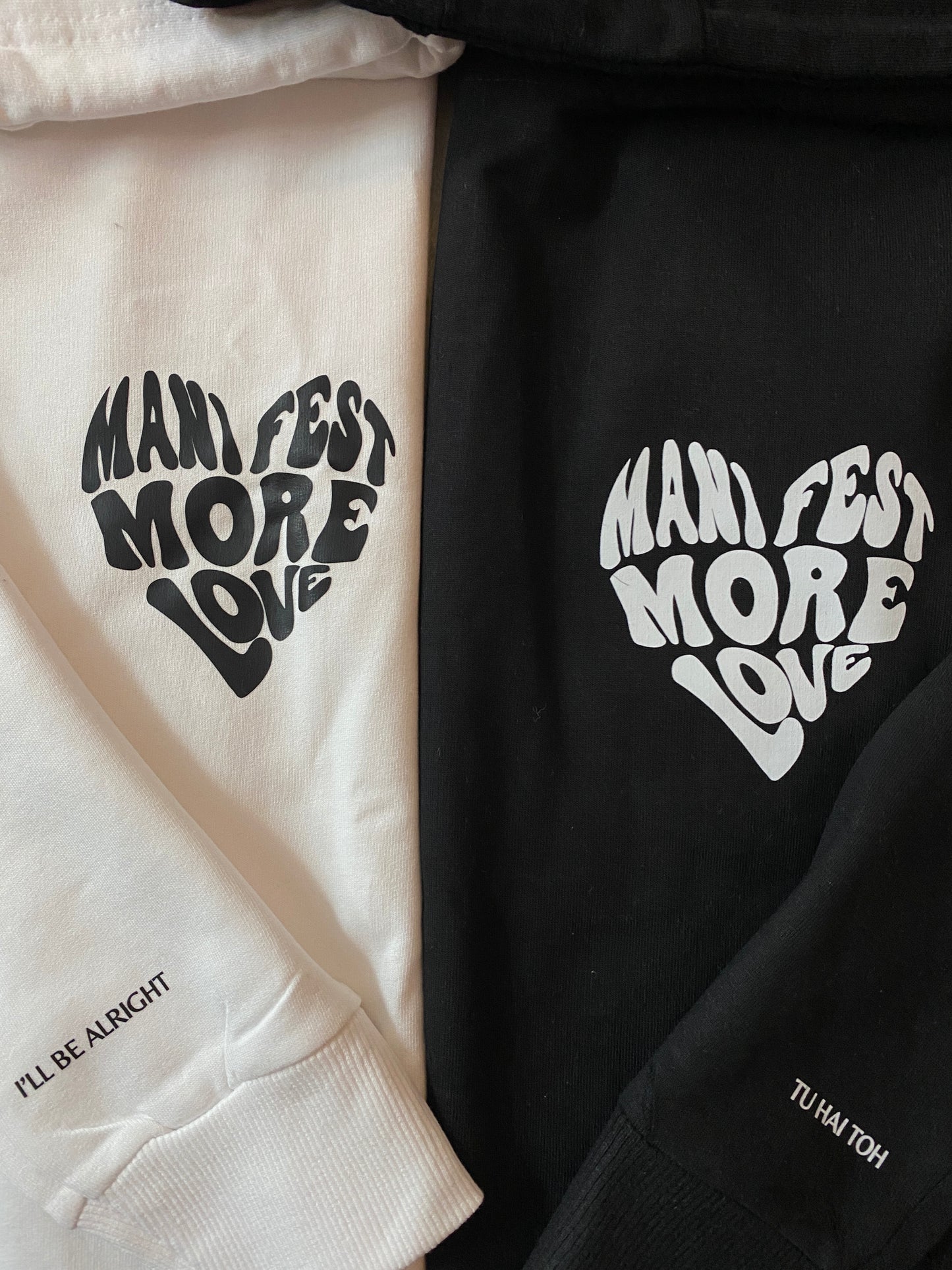Pack of 2: Manifest More Love Couple Hoodies with Printed Sleeves (Customised)