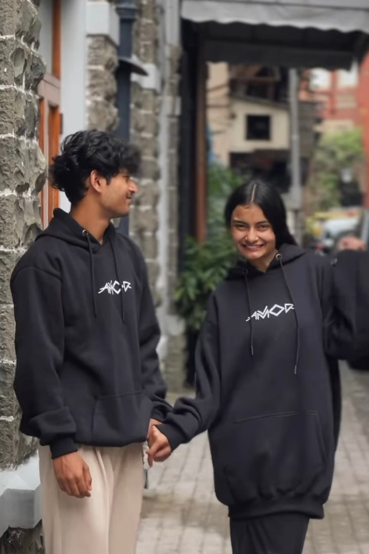 Pack of 2 : AMOR Matching Black Hoodies (Both Side Printed)