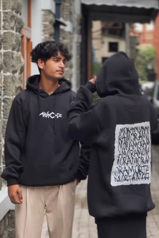 Pack of 2 : AMOR Matching Black Hoodies (Both Side Printed)