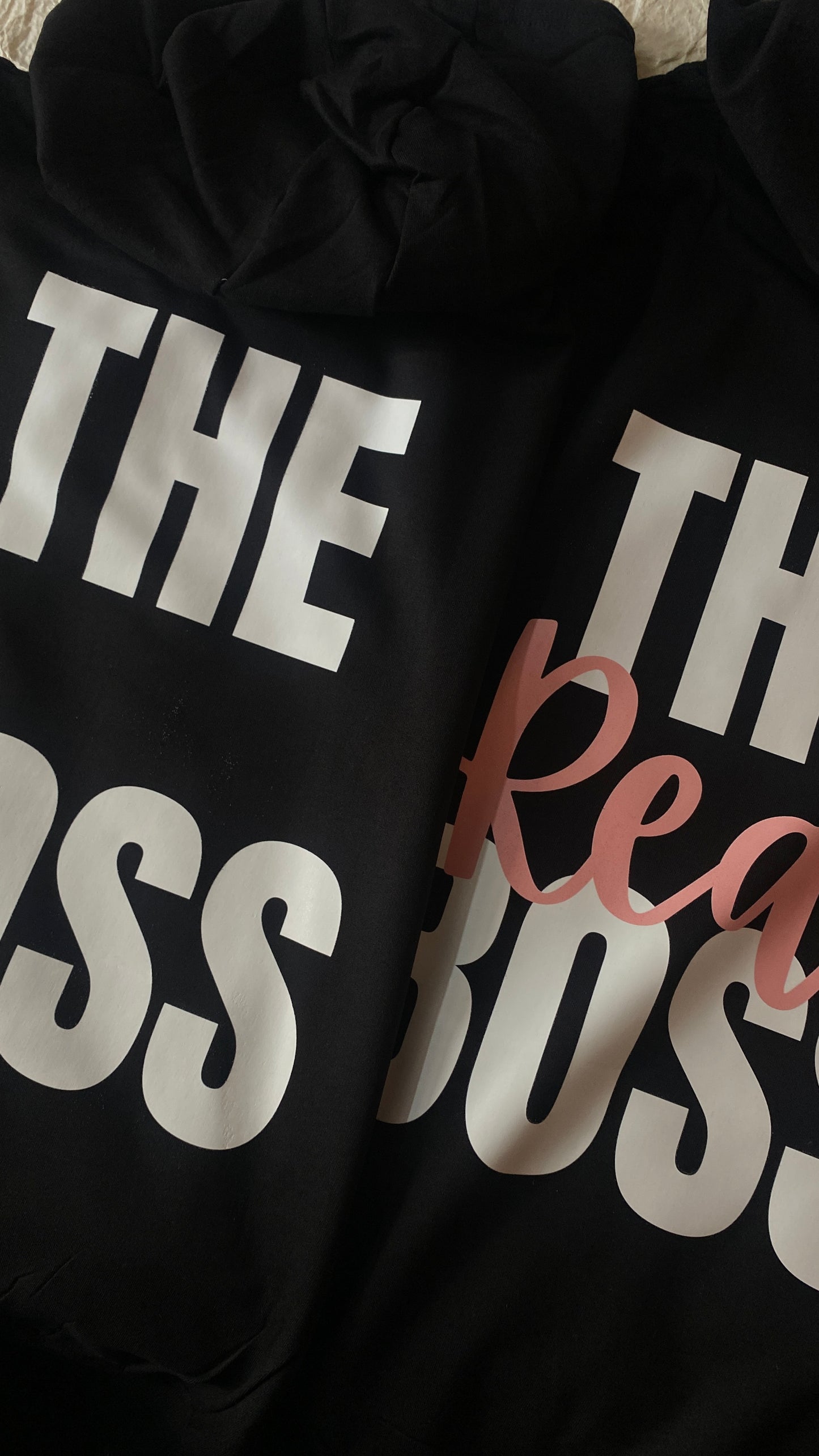 Pack of 2: The Boss and The Real Boss Printed Matching Hoodies (back side printed)