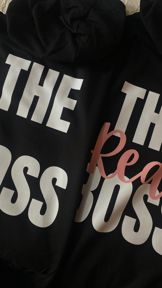 Pack of 2: The Boss and The Real Boss Printed Matching Hoodies (back side printed)