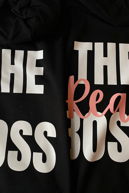 Pack of 2: The Boss and The Real Boss Printed Matching Hoodies (back side printed)