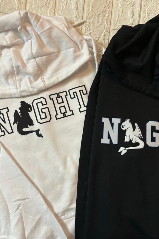 Pack of 2: Night Fury and Light Fury Printed Matching Hoodies (How to train your dragon)