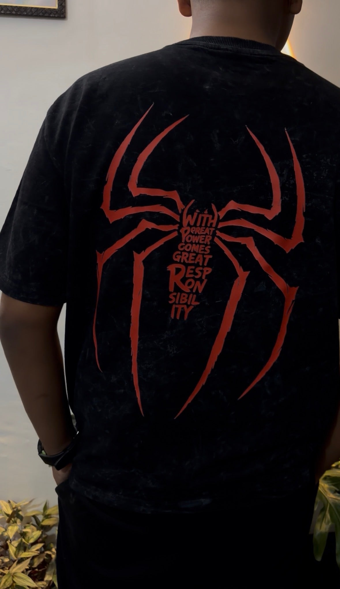 Spider-Man Premium Acid Wash Oversized T-shirt (Both side printed)
