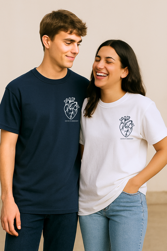 Pack of 2: Human Heart with Custom Text Matching Oversized T-shirts