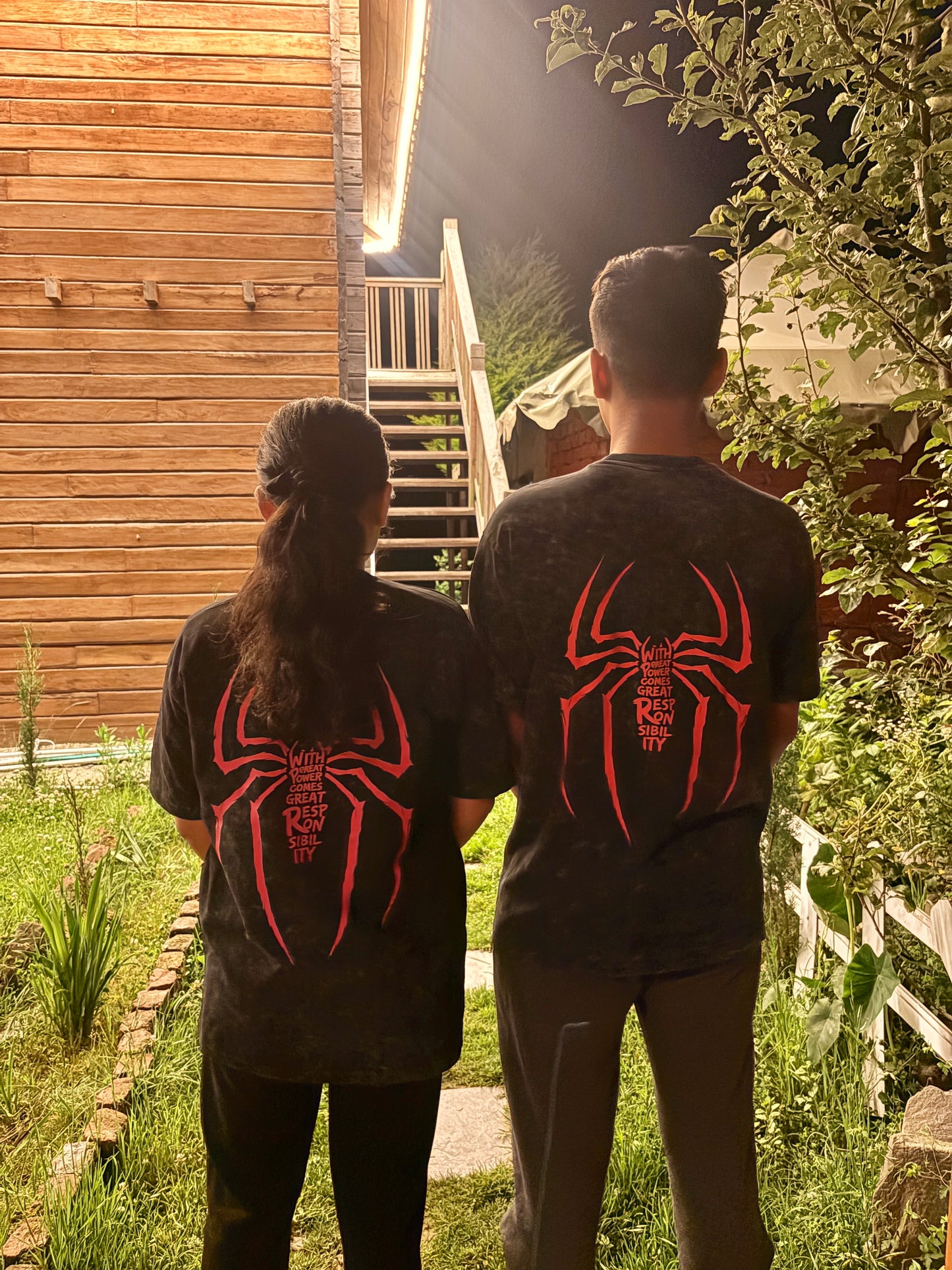 Pack of 2: Spider-Man Acid Wash Matching Oversized T-shirts (Both Side Printed)