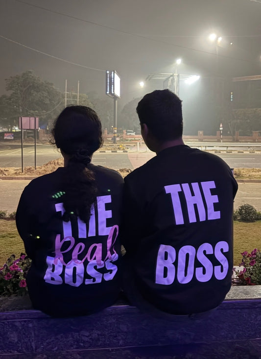 Pack of 2: The Boss and The Real Boss Printed Matching Sweatshirts (back side printed)