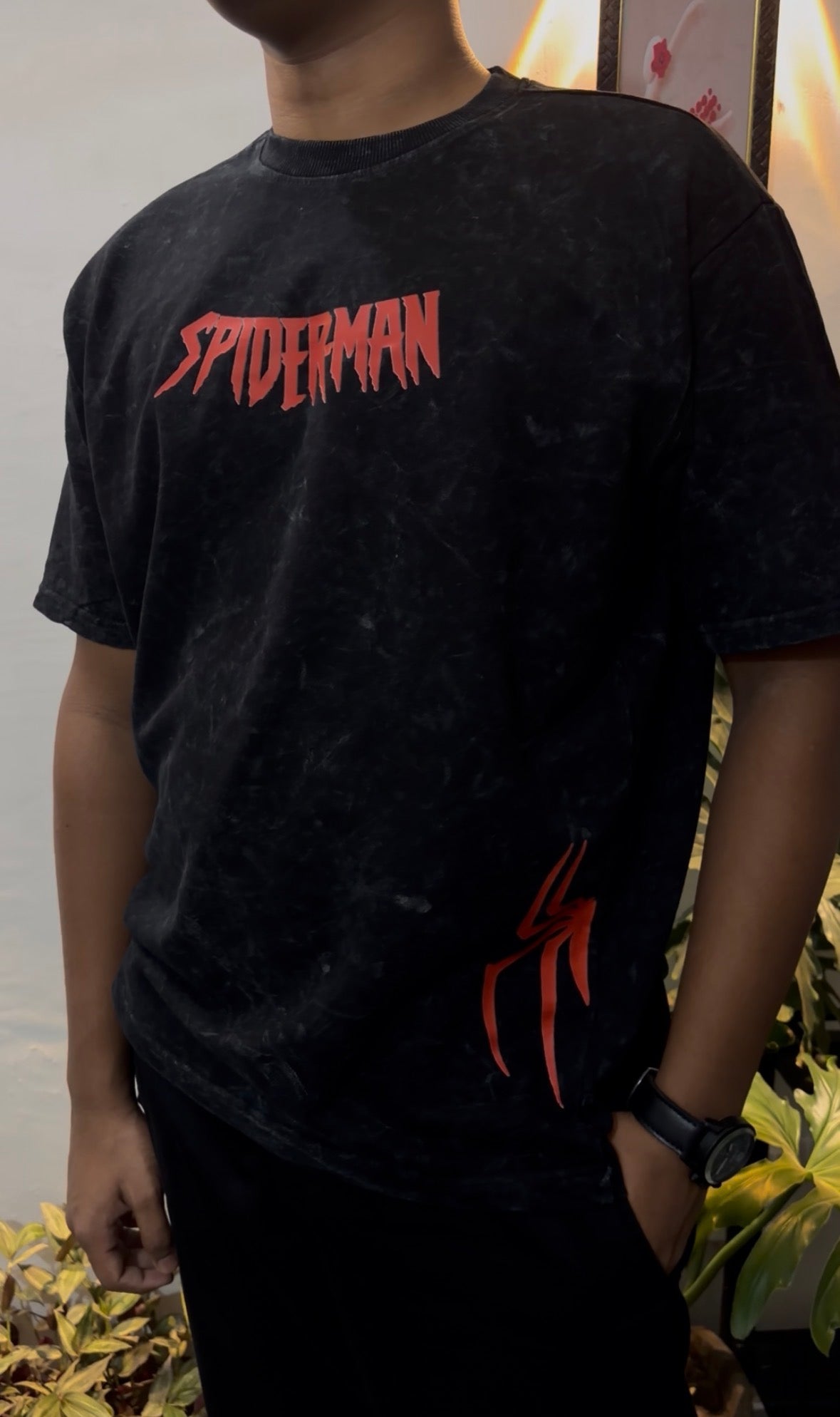 Spider-Man Premium Acid Wash Oversized T-shirt (Both side printed)