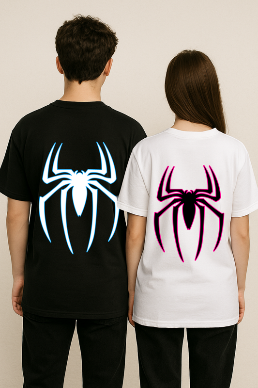 Pack of 2: Spider-Man Matching Oversized T-shirts (Back Side Printed)