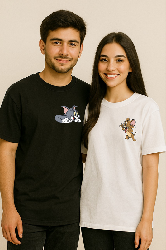 Pack of 2: Tom and Jerry Matching Oversized T-shirts (Front Side Printed)