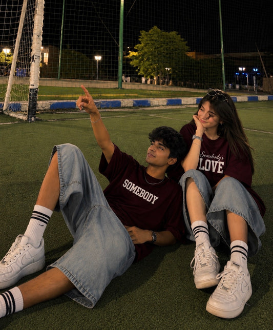 Pack of 2: Somebody's Love and Somebody Matching Oversized T-shirts (Front Side Printed)