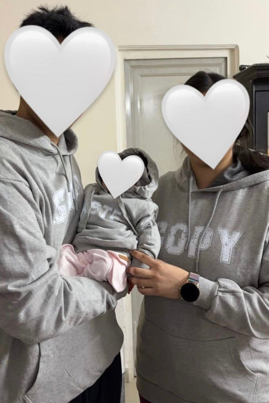 Copy Paste Matching Family Hoodies (New Born Baby and Parents Mom Dad)