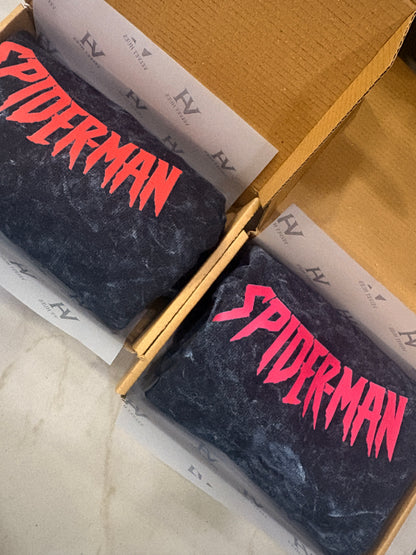 Pack of 2: Spider-Man Acid Wash Matching Oversized T-shirts (Both Side Printed)
