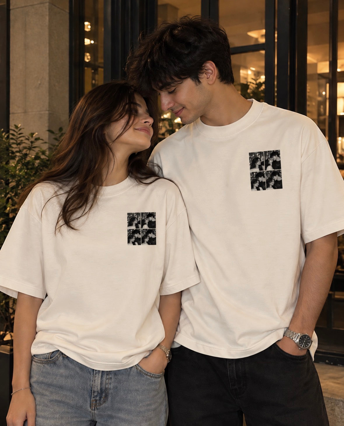 Pack of 2: I Love My Cute Girlfriend & Crazy Boyfriend Matching Oversized T-shirts (Both Side Printed)