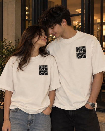 Pack of 2: I Love My Cute Girlfriend & Crazy Boyfriend Matching Oversized T-shirts (Both Side Printed)