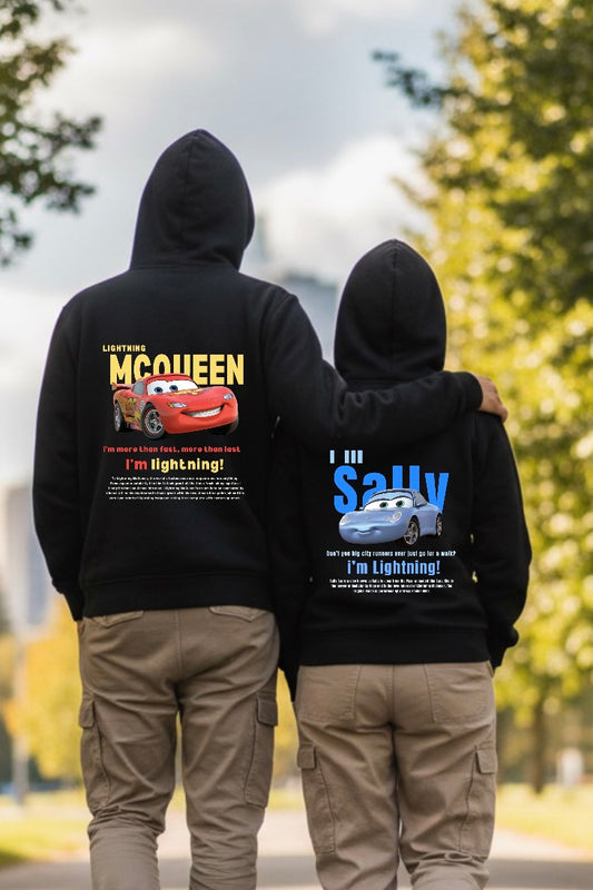 Pack of 2: McQueen Sally Classic Hoodies (Disney Cars) Back Side Printed Only