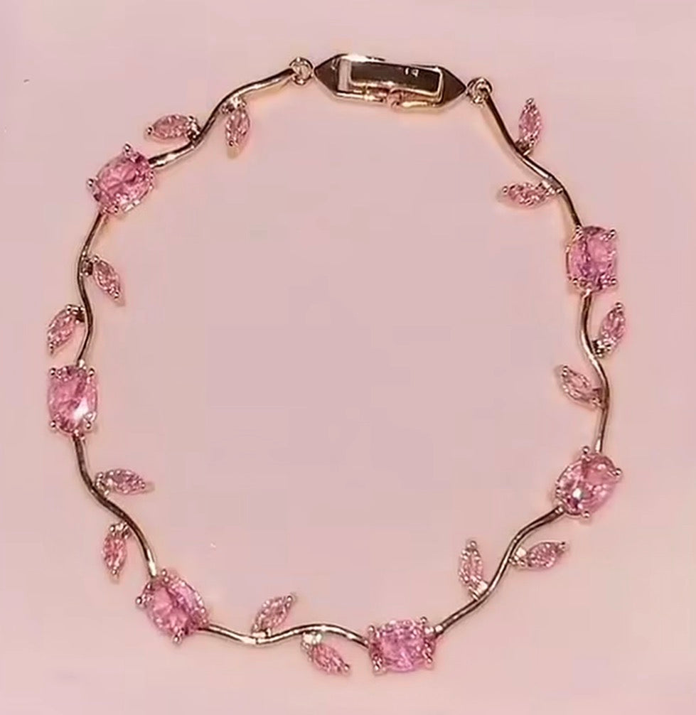Elegant Pink Tulip Bracelet (Trendy)