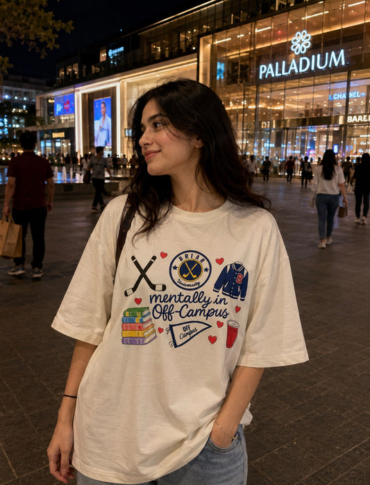 Mentally In Off Campus Unisex Classic Oversized T-shirt (Front Side Printed)