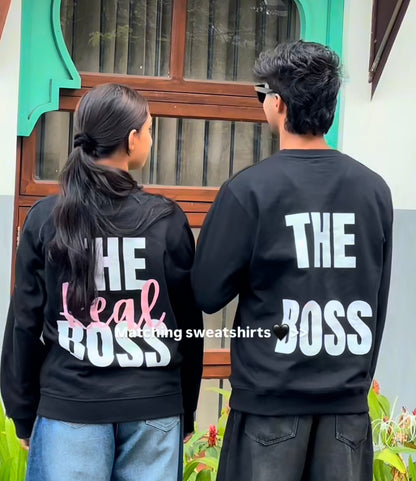 Pack of 2: The Boss and The Real Boss Printed Matching Sweatshirts (back side printed)