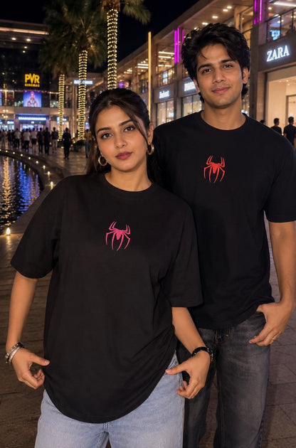 Pack of 2: Spider-Boy and Spider-Girl Matching Oversized T-shirts (Both Side Printed)