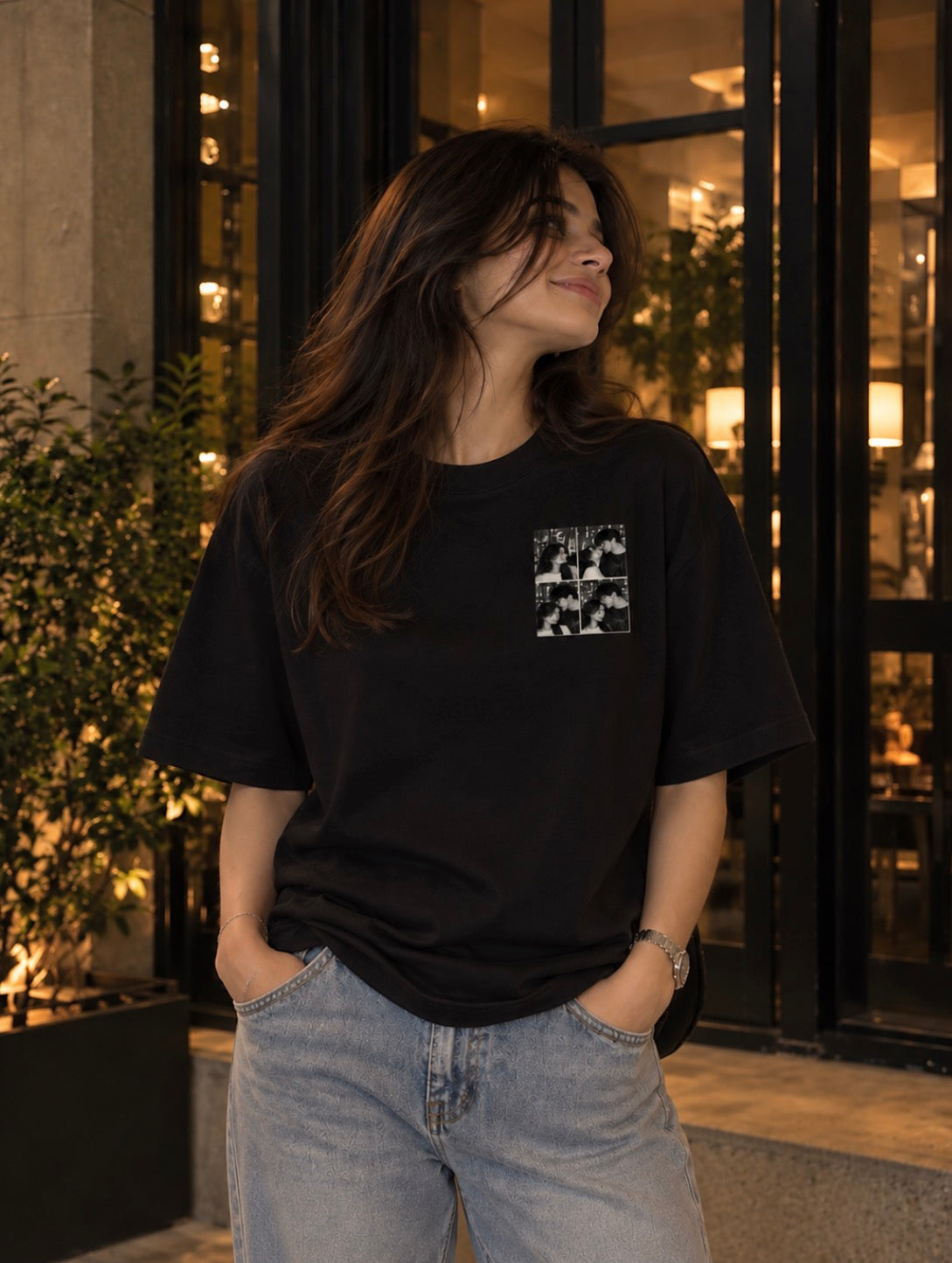 Photo Grid Customised Oversized T-shirt (Front Side Printed)