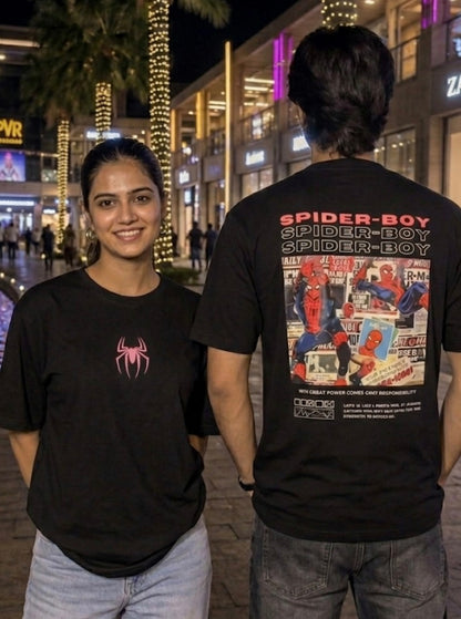 Pack of 2: Spider-Boy and Spider-Girl Matching Oversized T-shirts (Both Side Printed)