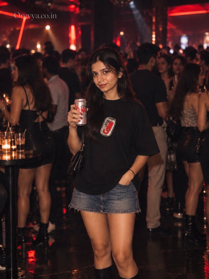 Diet Coke Beaded Oversized T-shirt (Hand bead Embroidered)