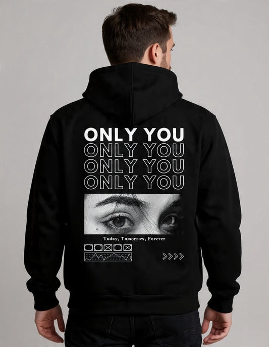 Custom ONLY YOU Eyes Thick Hoodie (B&W) Girlfriend/Boyfriend Customised (Back Side Printed) Custom Text