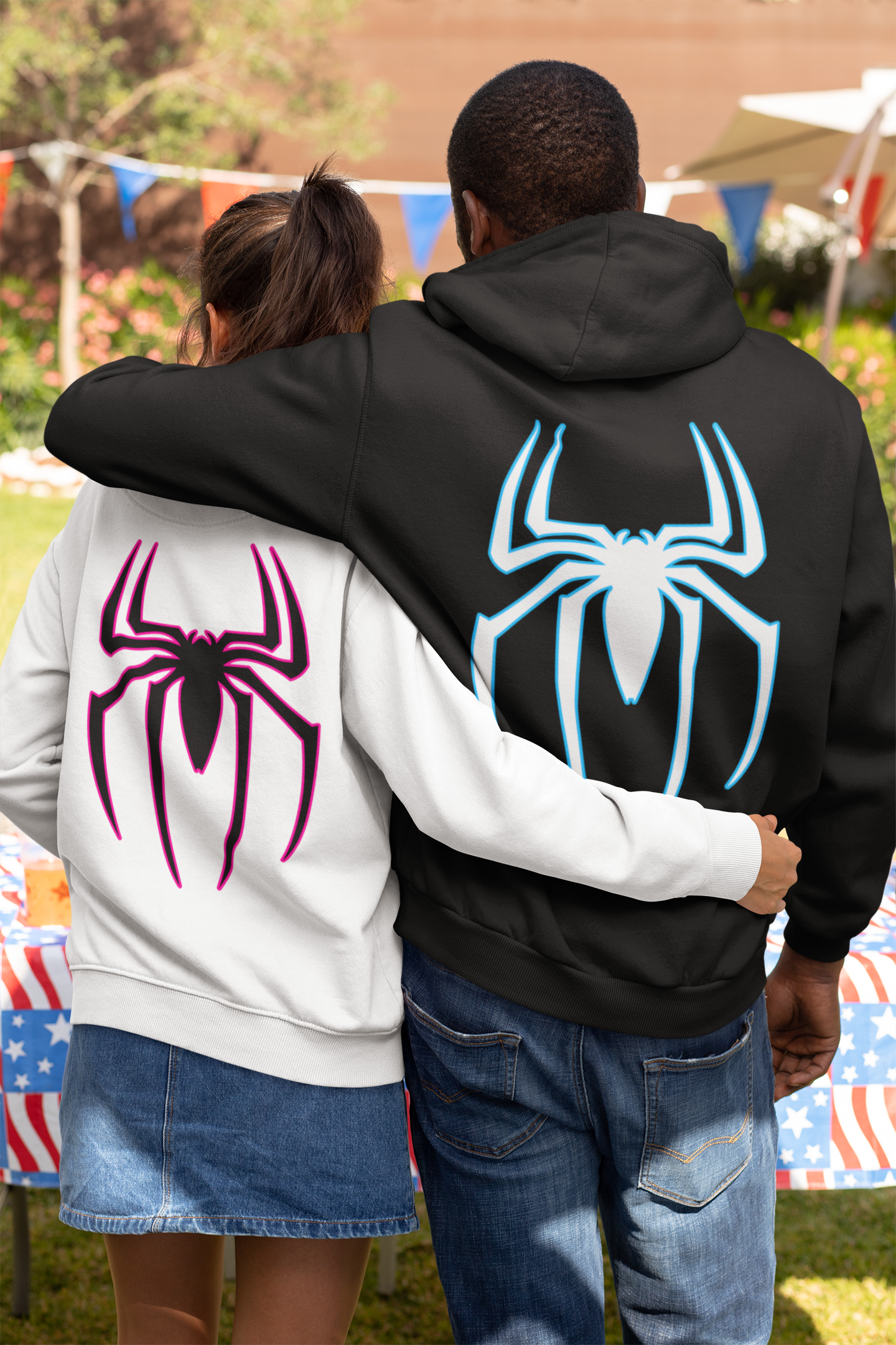 Pack of 2 : Spiderman Multiverse Black and White Matching Hoodies (BACK PRINT ONLY)