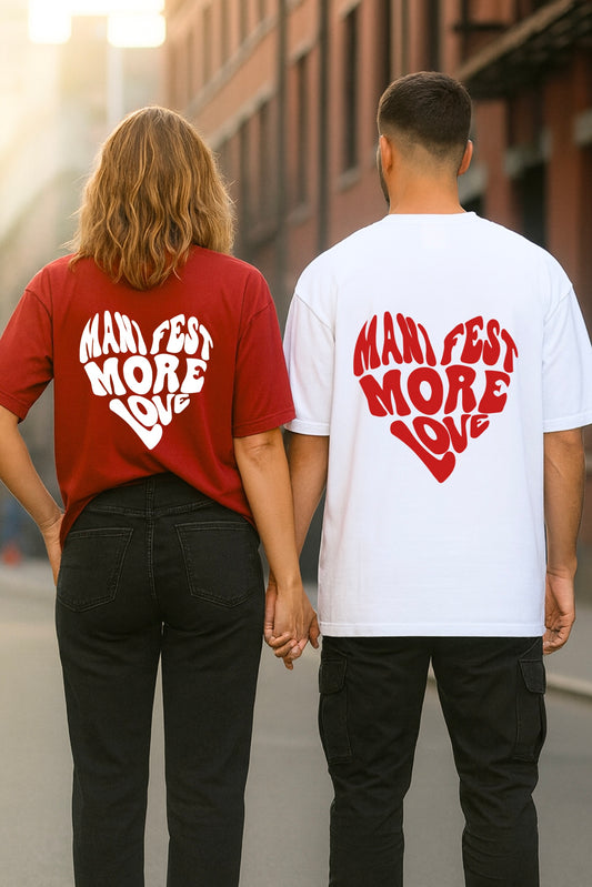 Pack of 2: Manifest More Love Matching Oversized T-shirts (Back Side Printed)