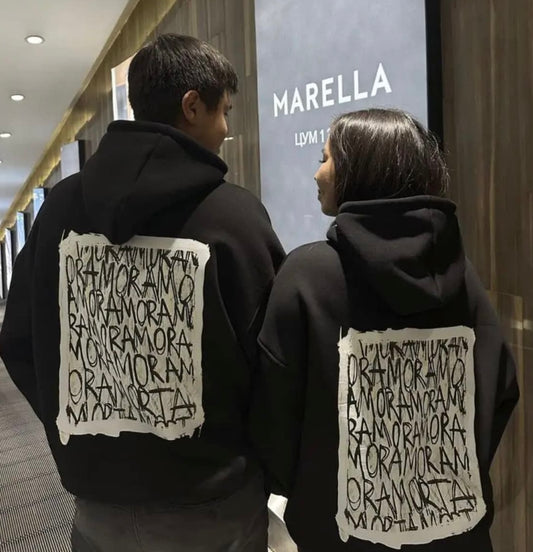 Pack of 2 : AMOR Matching Black Hoodies (BACK PRINT ONLY)